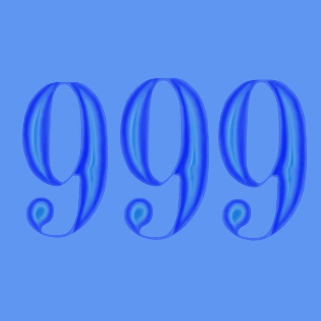999 on a blue background