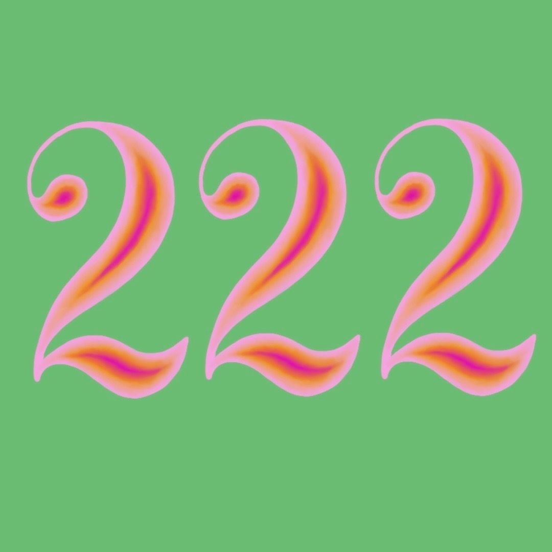 222 on a green background