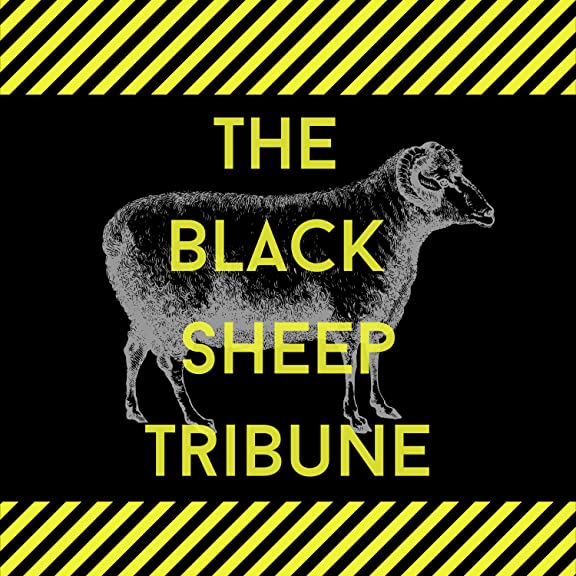 Inverted black sheep with bright yellow police tap lines