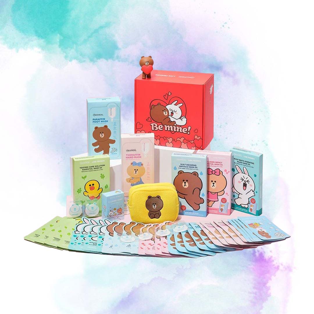 A collection of sheet masks with LINE Friends packaging