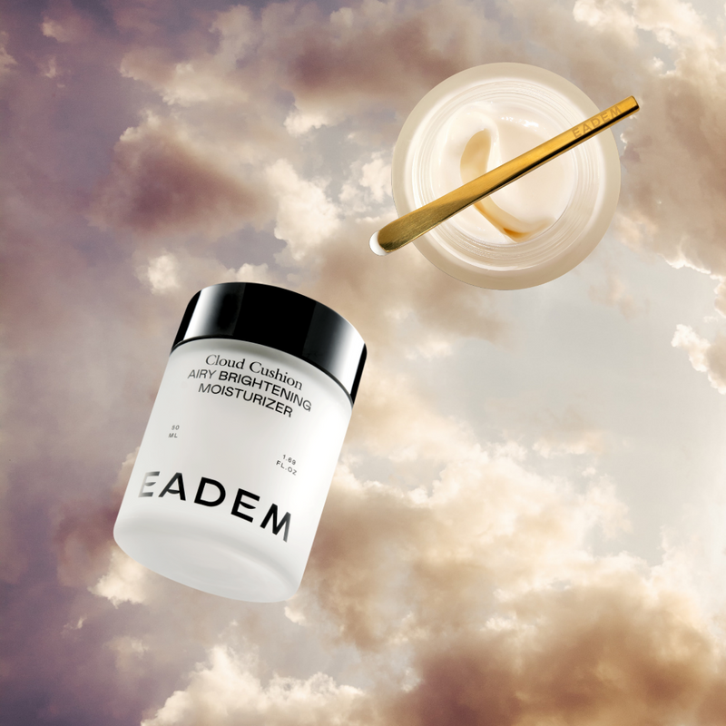 EADEM Cloud Cushion Airy Brightening Moisturizer floating through clouds