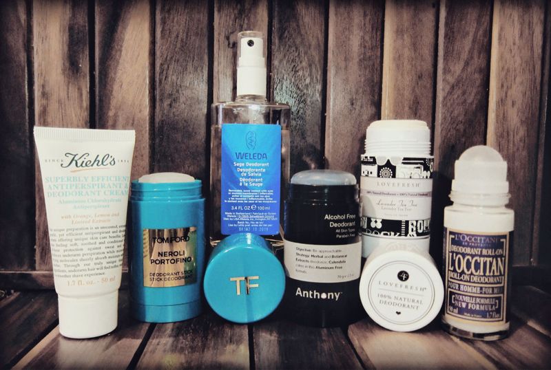 Kiehl's Tom Ford, Weleda, Anthony, Lovefresh, L'Occitane deodorants (From Left to Right)
