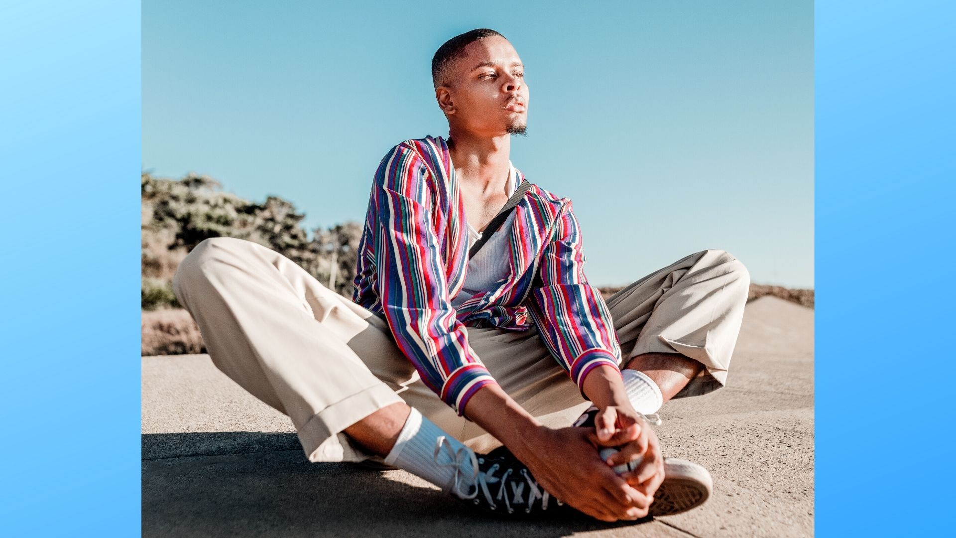 Black teen meditating