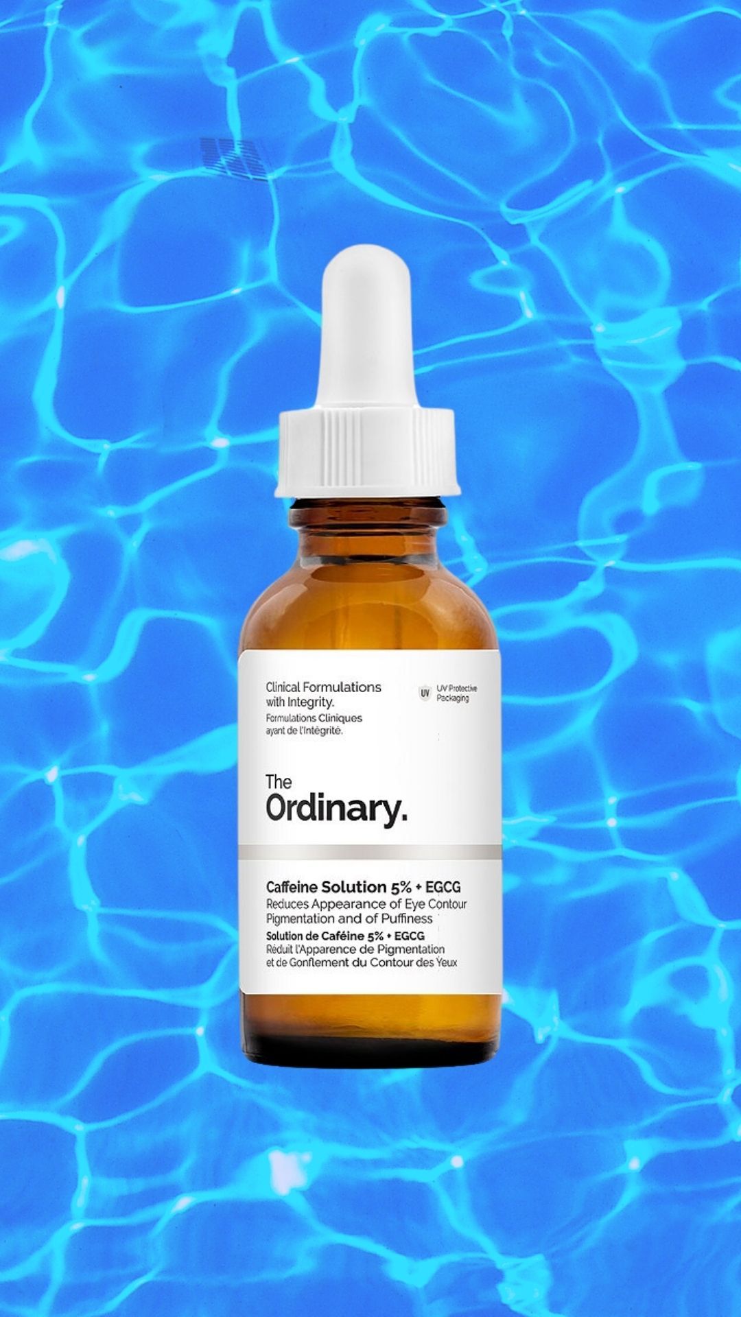 The Ordinary Caffeine Solution 5% + EGCG, blue background