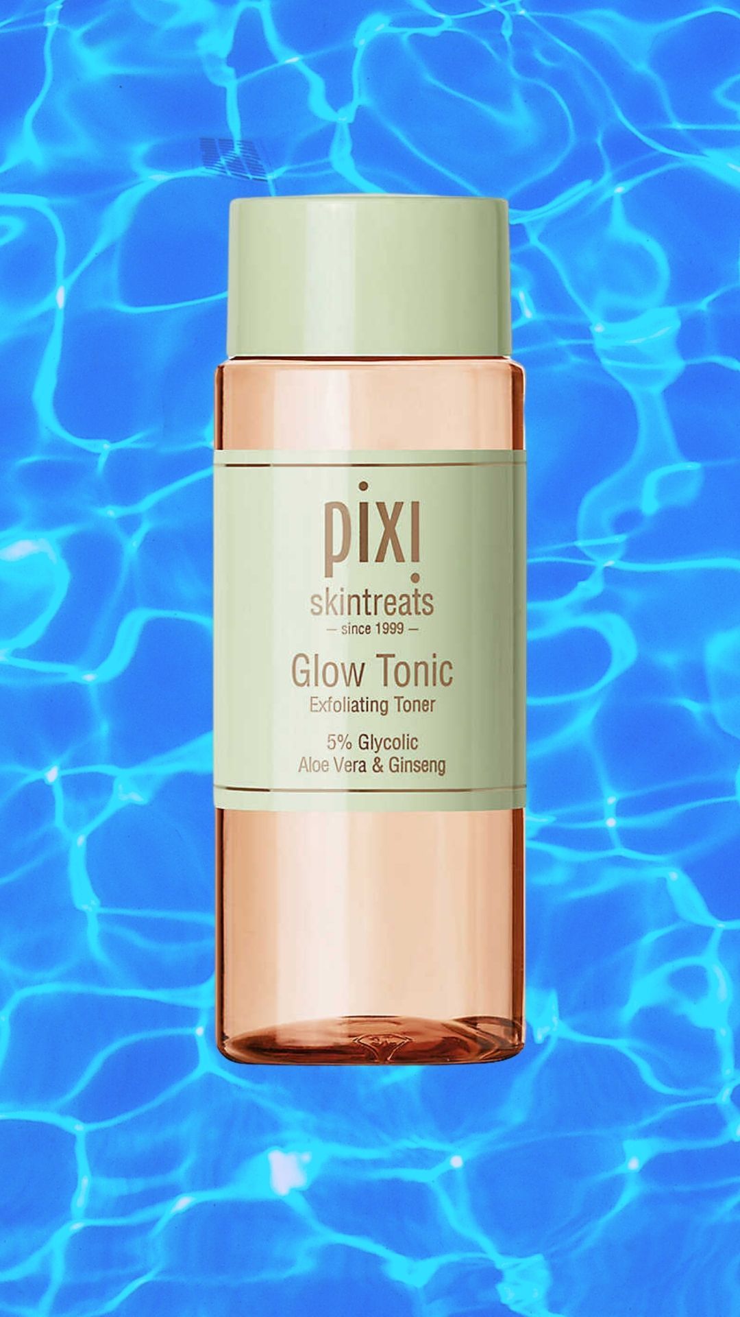 Pixi Glow Tonic, blue background